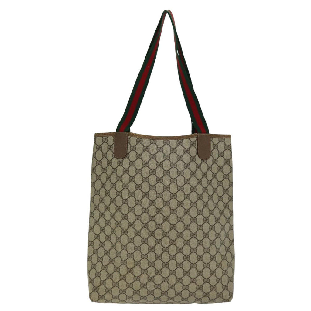 GUCCI GG Supreme Web Sherry Line Tote Bag PVC Beige Red 39 02 003 74650