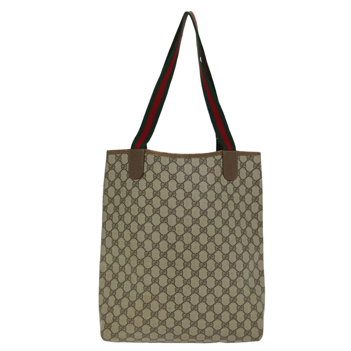 GUCCI GG Supreme Web Sherry Line Tote Bag PVC Beige Red 39 02 003 74650
