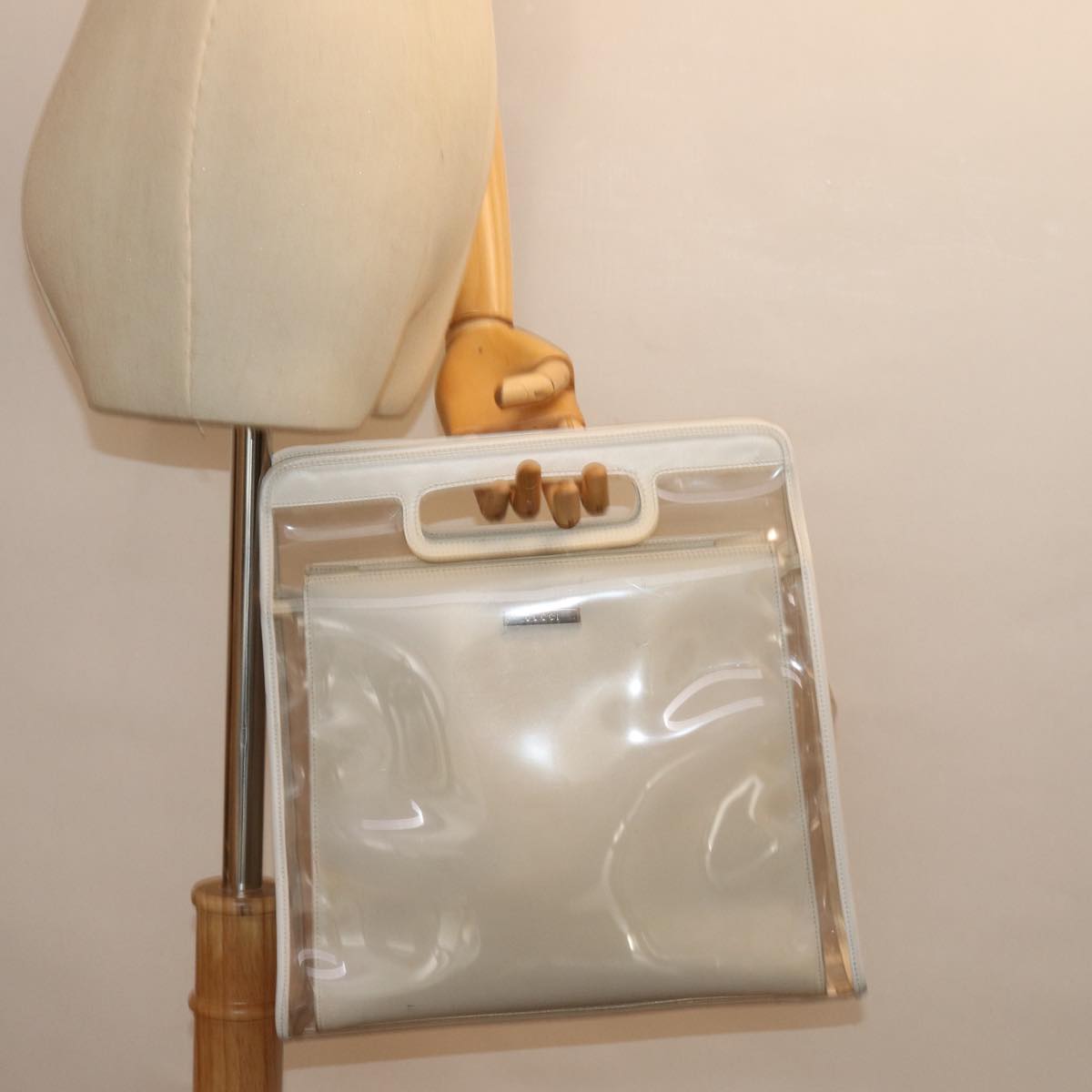 GUCCI Hand Bag Vinyl White 002 2058 0454 5 74663