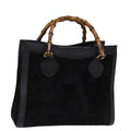 GUCCI Bamboo Tote Bag Suede Black 002 1186 0260 74664