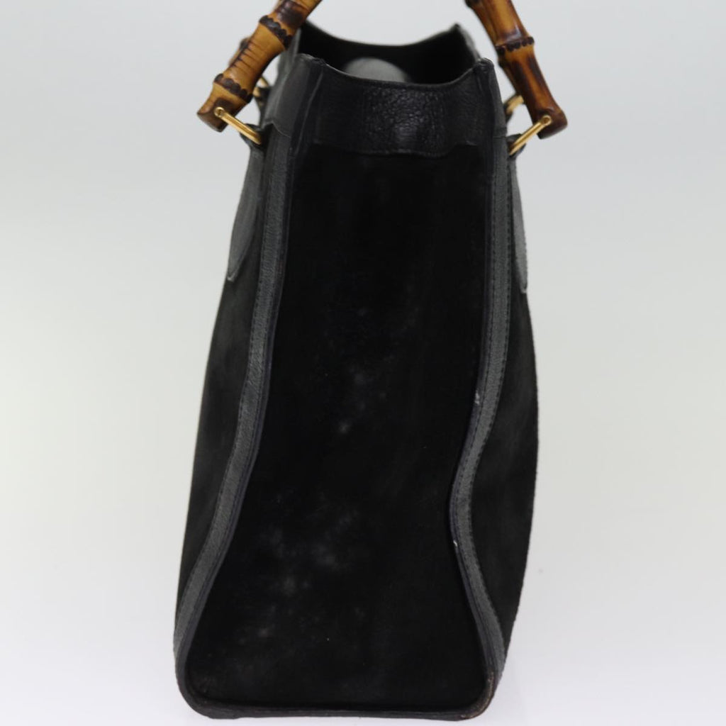 GUCCI Bamboo Tote Bag Suede Black 002 1186 0260 74664
