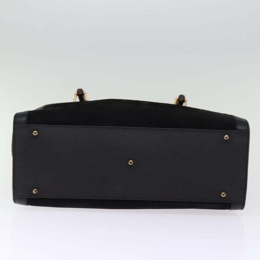 GUCCI Bamboo Tote Bag Suede Black 002 1186 0260 74664