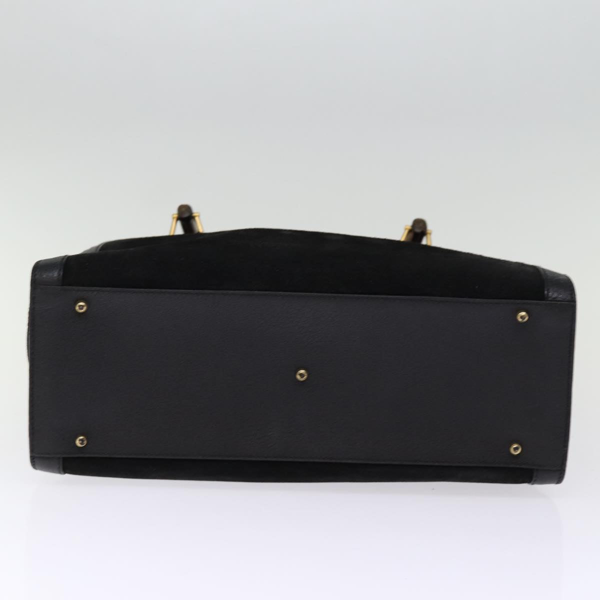 GUCCI Bamboo Tote Bag Suede Black 002 1186 0260 74664