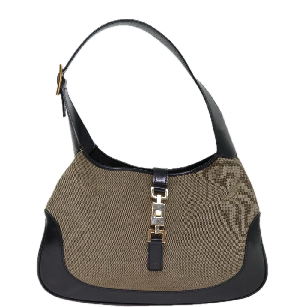 GUCCI Jackie Shoulder Bag Canvas Black Gray 001 3306 74710