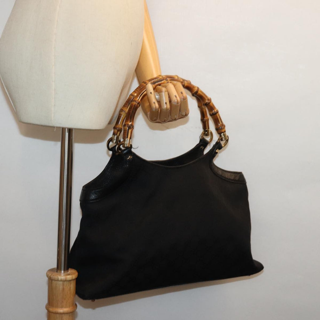 GUCCI Bamboo GG Canvas Hand Bag Black 137395 74745