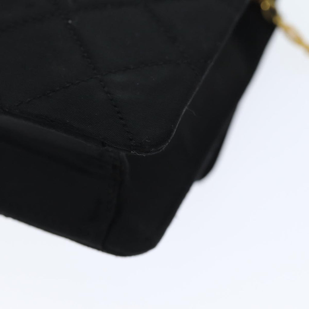 CHANEL Matelasse Chain Shoulder Bag Satin Paris limited Black CC 74757A