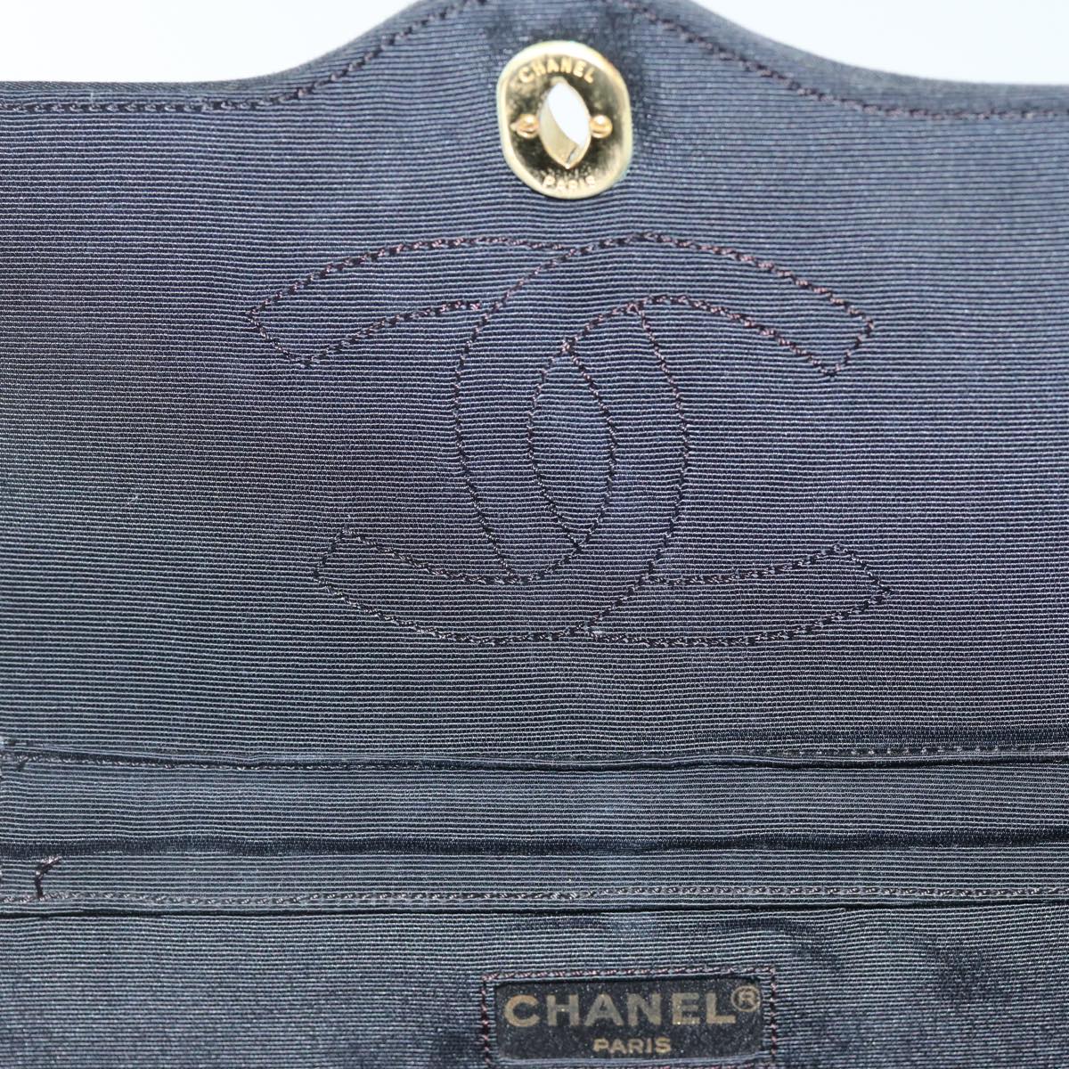 CHANEL Matelasse Chain Shoulder Bag Satin Paris limited Black CC 74757A