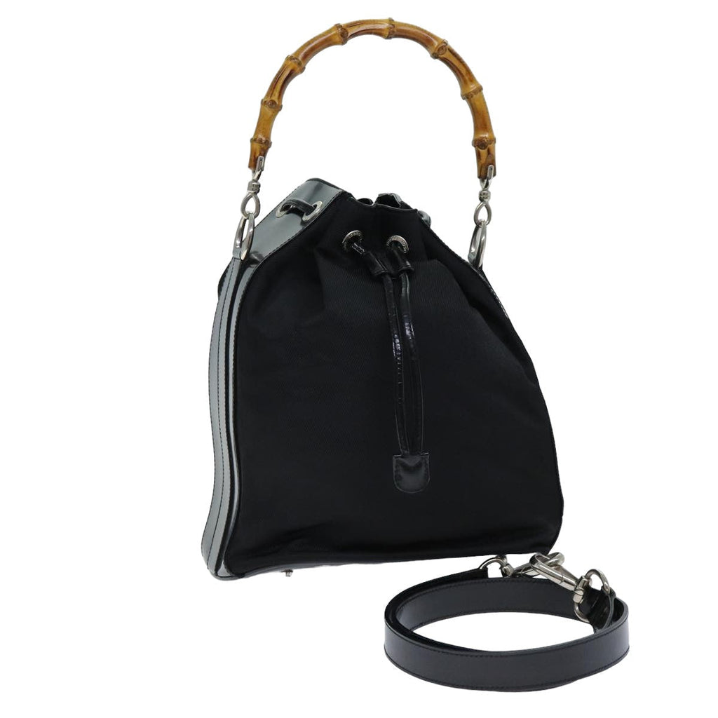 GUCCI Bamboo Hand Bag Nylon 2way Black 001 2684 1657 74809