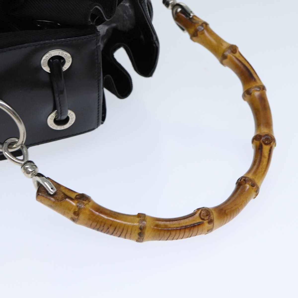 GUCCI Bamboo Hand Bag Nylon 2way Black 001 2684 1657 74809