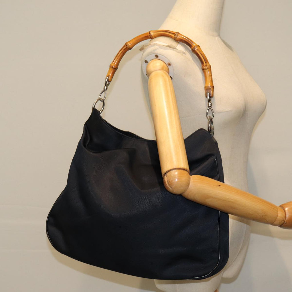 GUCCI Bamboo Hand Bag Nylon Black 001 2113 1577 74834