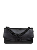 SOFT FLAP M BLACK BAG WITH BB LOGO CHAIN