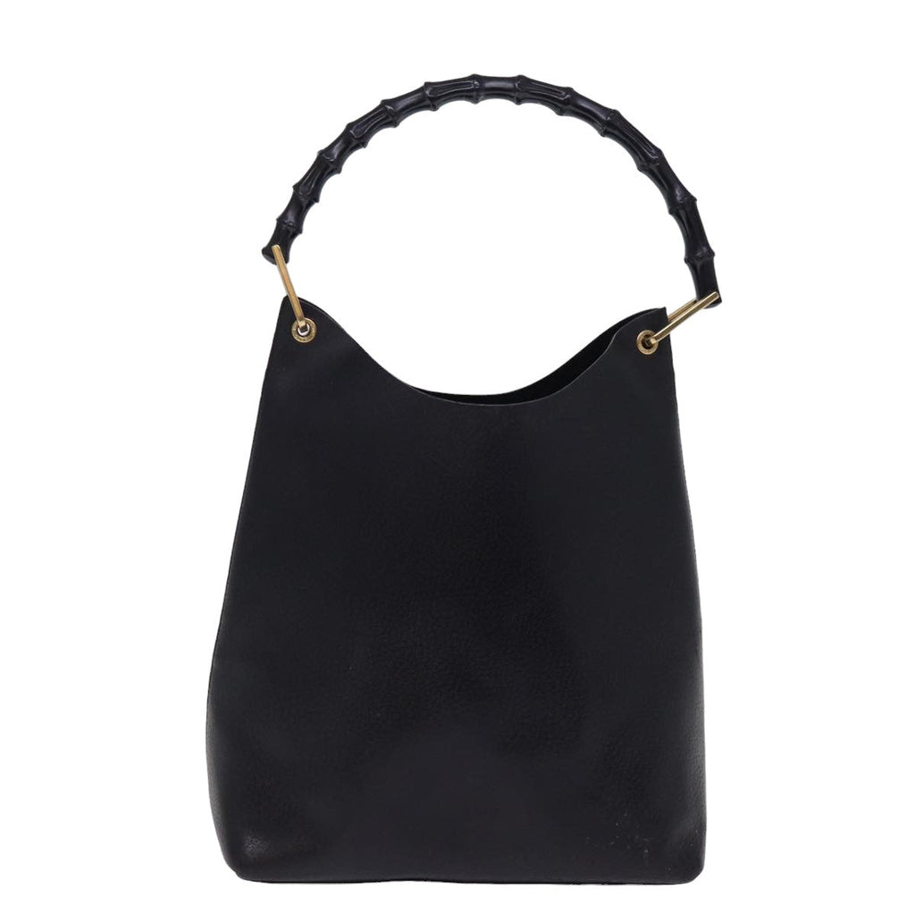 GUCCI Bamboo Hand Bag Leather Black 001 1013 1881 74861