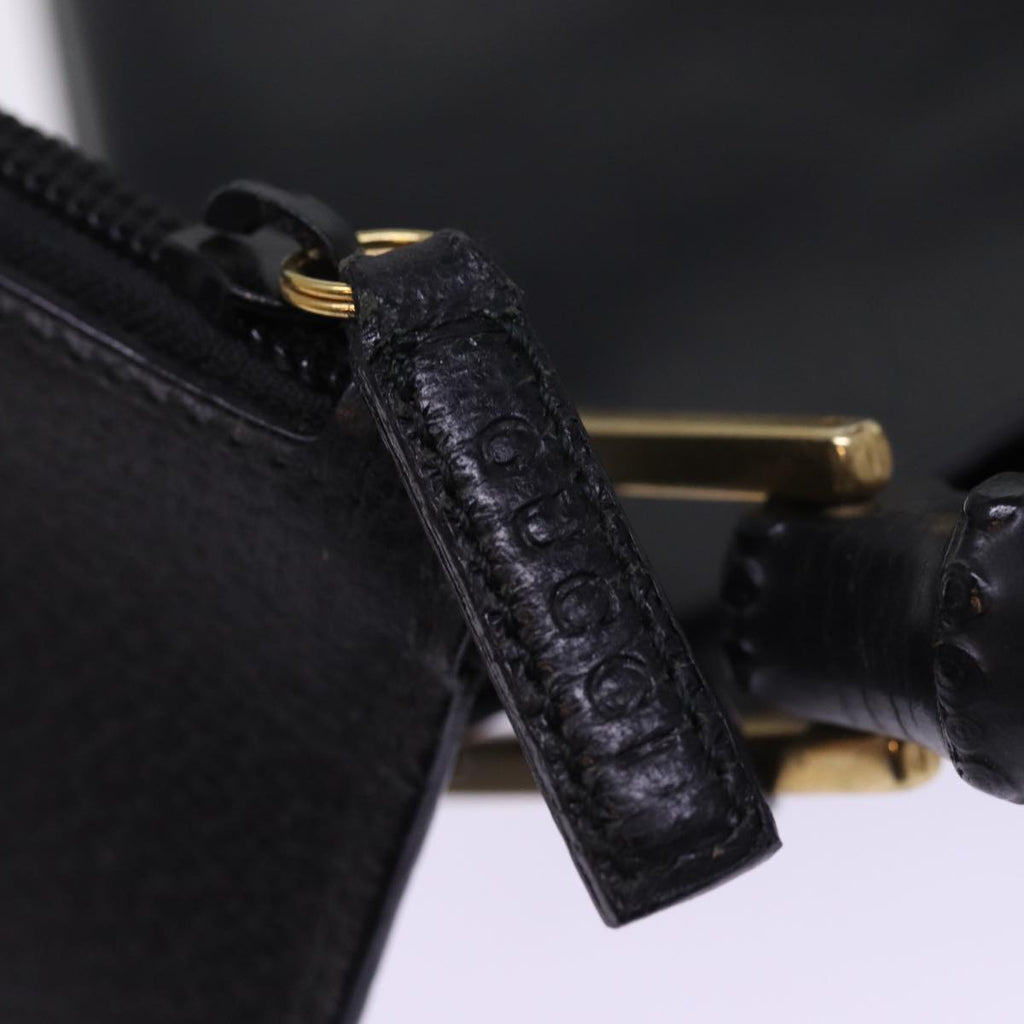 GUCCI Bamboo Hand Bag Leather Black 001 1013 1881 74861