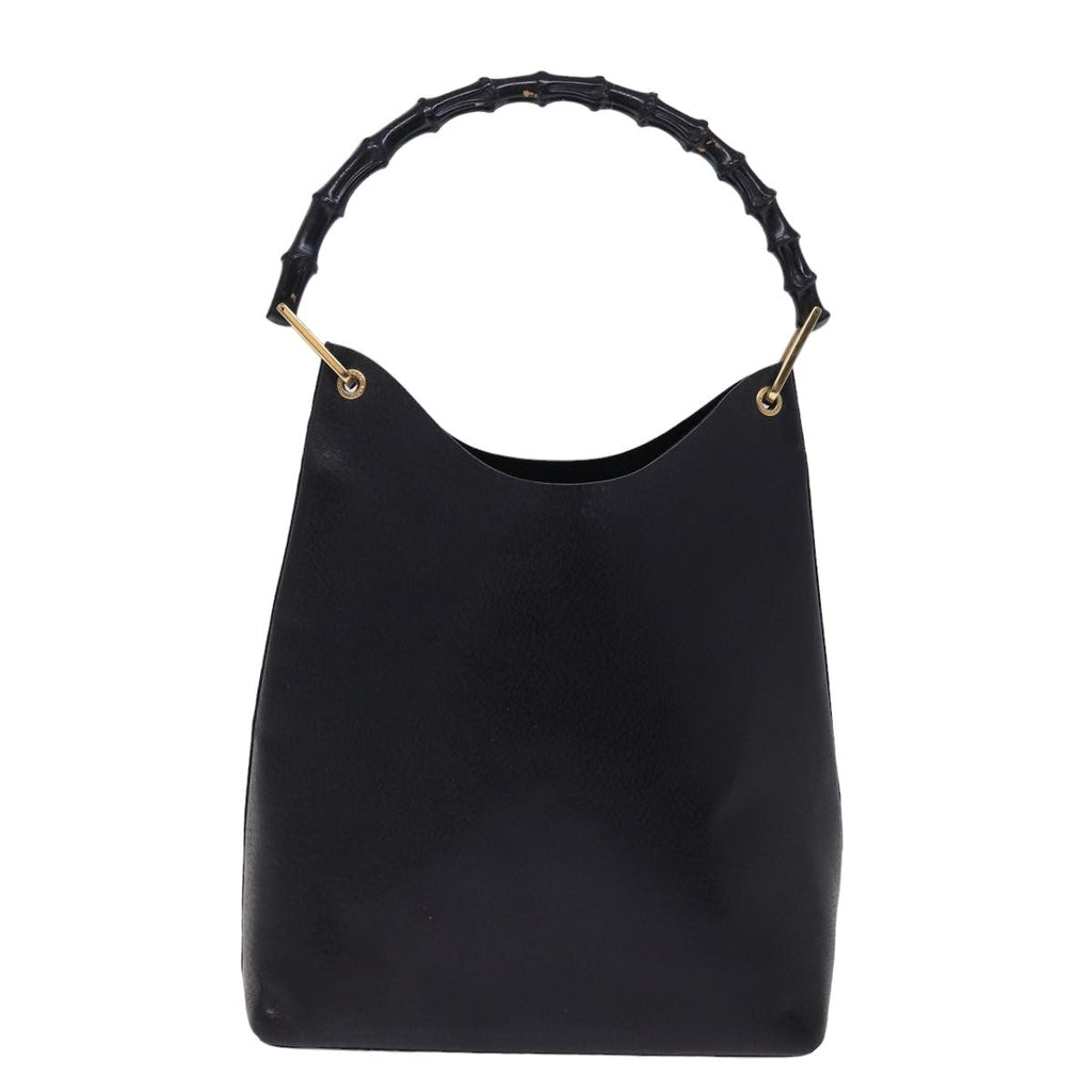 GUCCI Bamboo Hand Bag Leather Black 001 1013 1881 74861