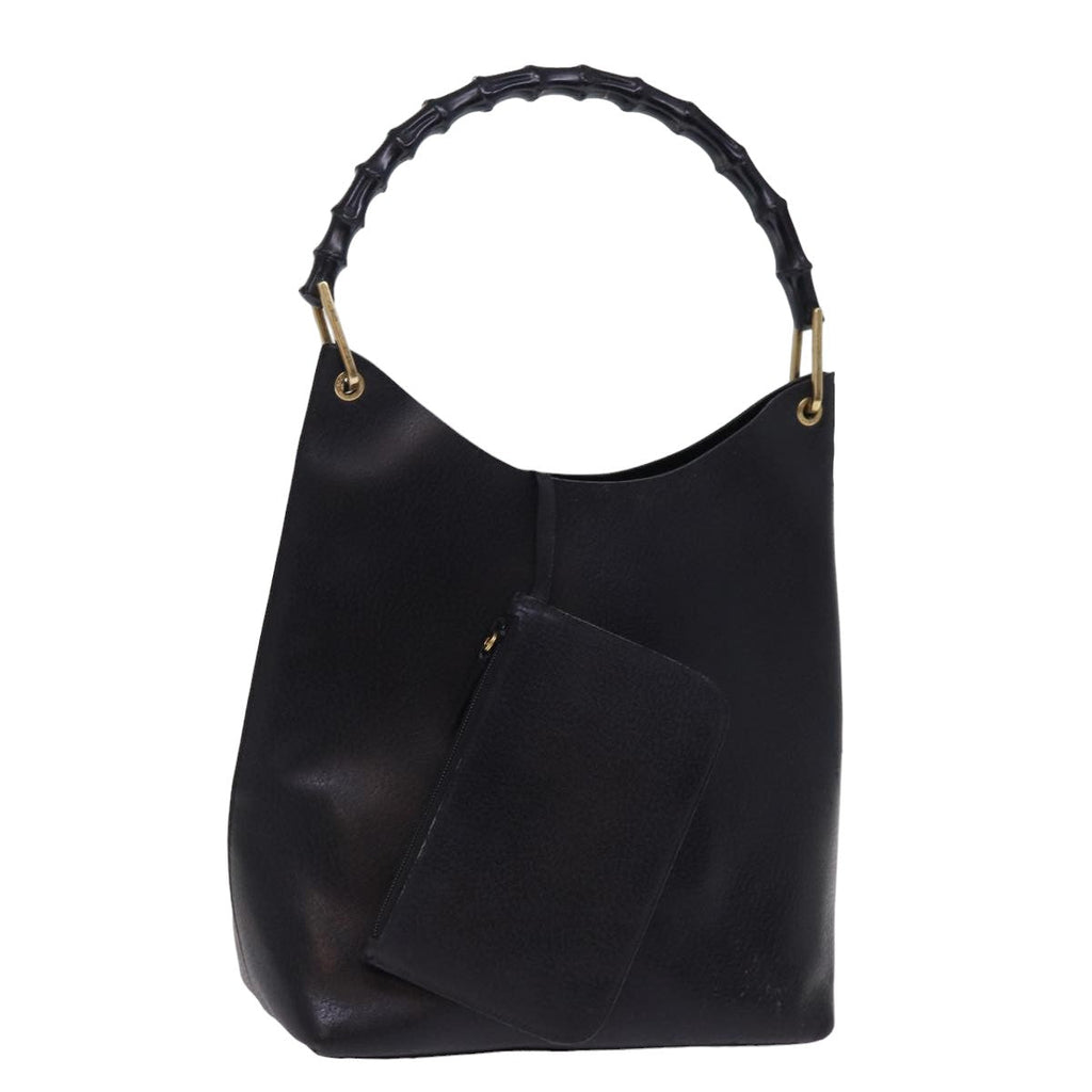 GUCCI Bamboo Hand Bag Leather Black 001 1013 1881 74861