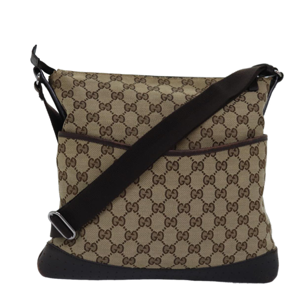 GUCCI GG Canvas Shoulder Bag Beige Brown 145857 74869