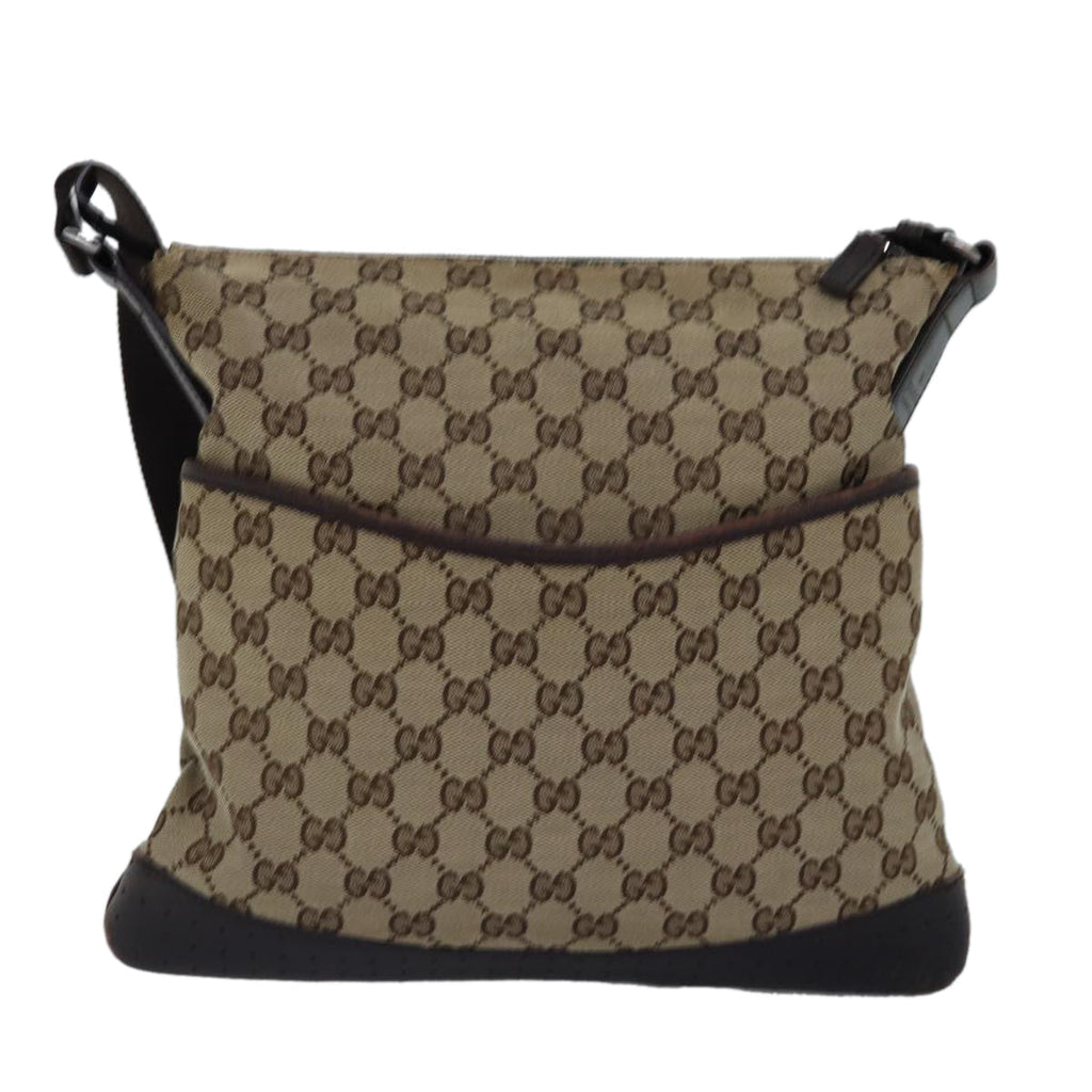 GUCCI GG Canvas Shoulder Bag Beige Brown 145857 74869