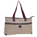 GUCCI GG Supreme Sherry Line Shoulder Bag PVC Leather Navy Red 74871