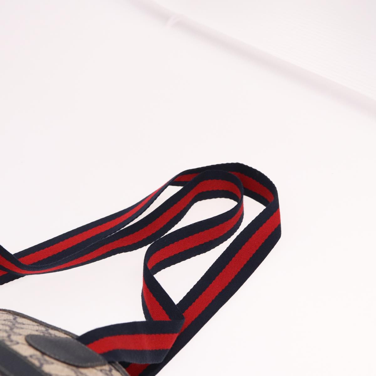 GUCCI GG Supreme Sherry Line Shoulder Bag PVC Leather Navy Red 74871
