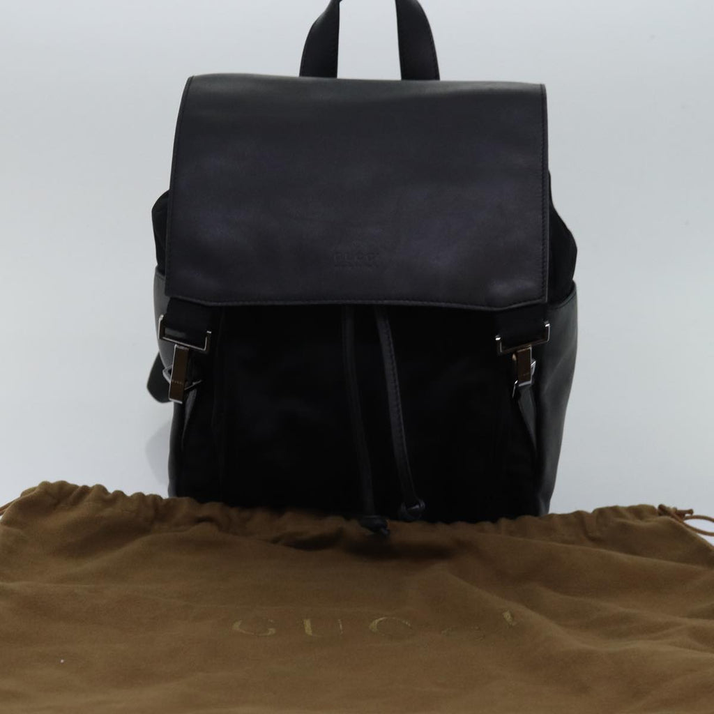 GUCCI Backpack Nylon Leather Black 003 0233 74876