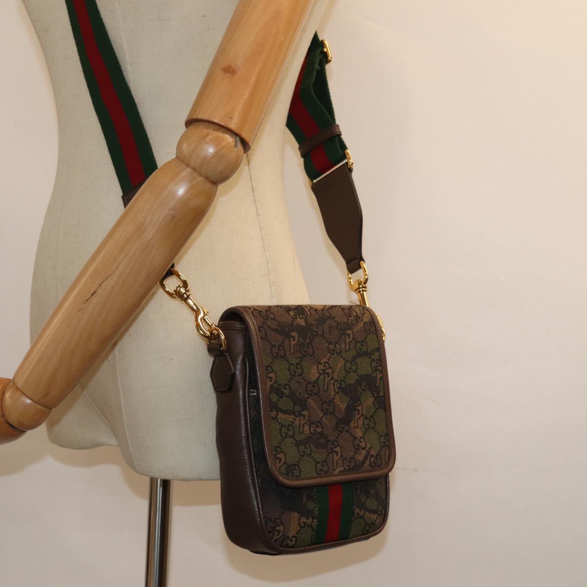 GUCCI GG Canvas Web Sherry Line GUCCIxPALACE Bag Camouflage 723142 74880S