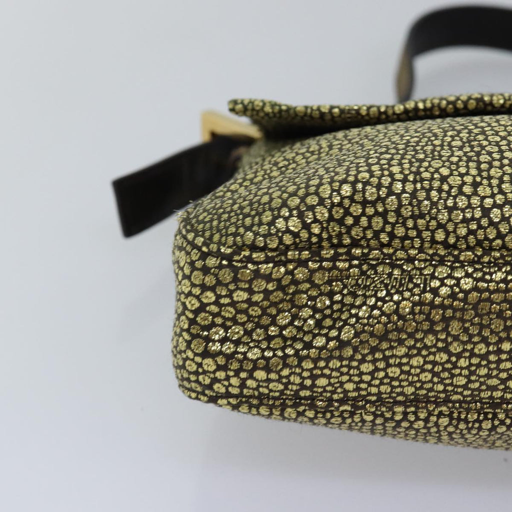 FENDI Mamma Baguette Shoulder Bag Canvas Gold Tone 40883613 74891A