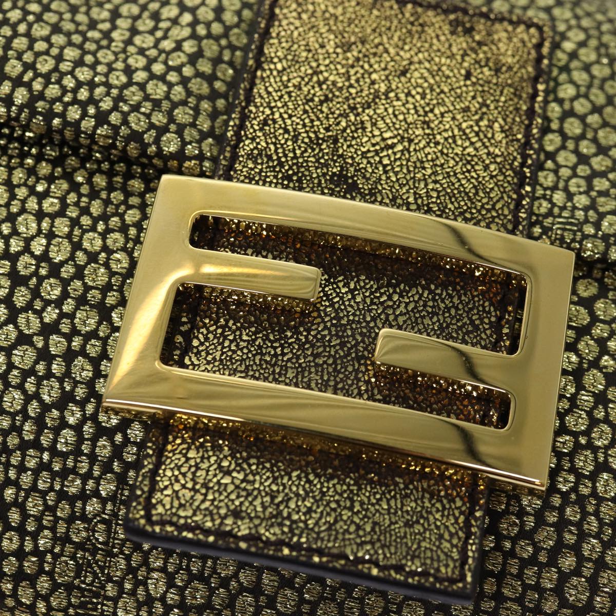 FENDI Mamma Baguette Shoulder Bag Canvas Gold Tone 40883613 74891A