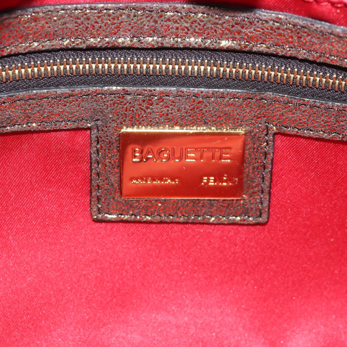 FENDI Mamma Baguette Shoulder Bag Canvas Gold Tone 40883613 74891A