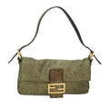 FENDI Mamma Baguette Shoulder Bag Canvas Gold Tone 40883613 74891A