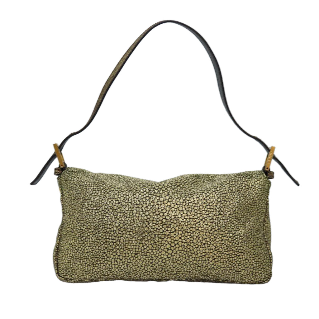 FENDI Mamma Baguette Shoulder Bag Canvas Gold Tone 40883613 74891A
