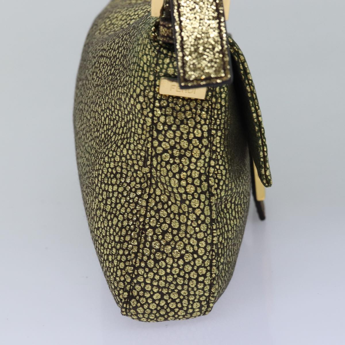 FENDI Mamma Baguette Shoulder Bag Canvas Gold Tone 40883613 74891A