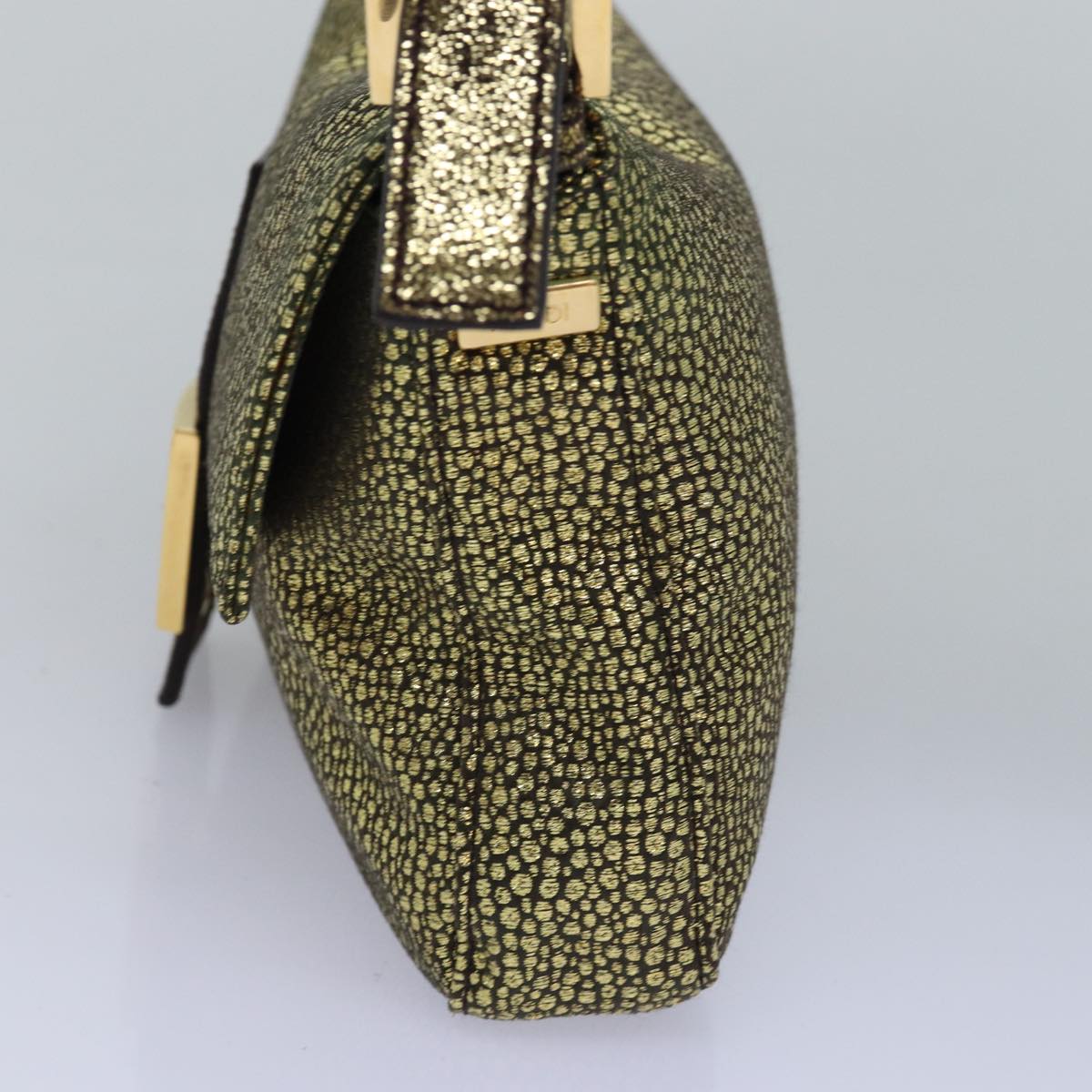 FENDI Mamma Baguette Shoulder Bag Canvas Gold Tone 40883613 74891A