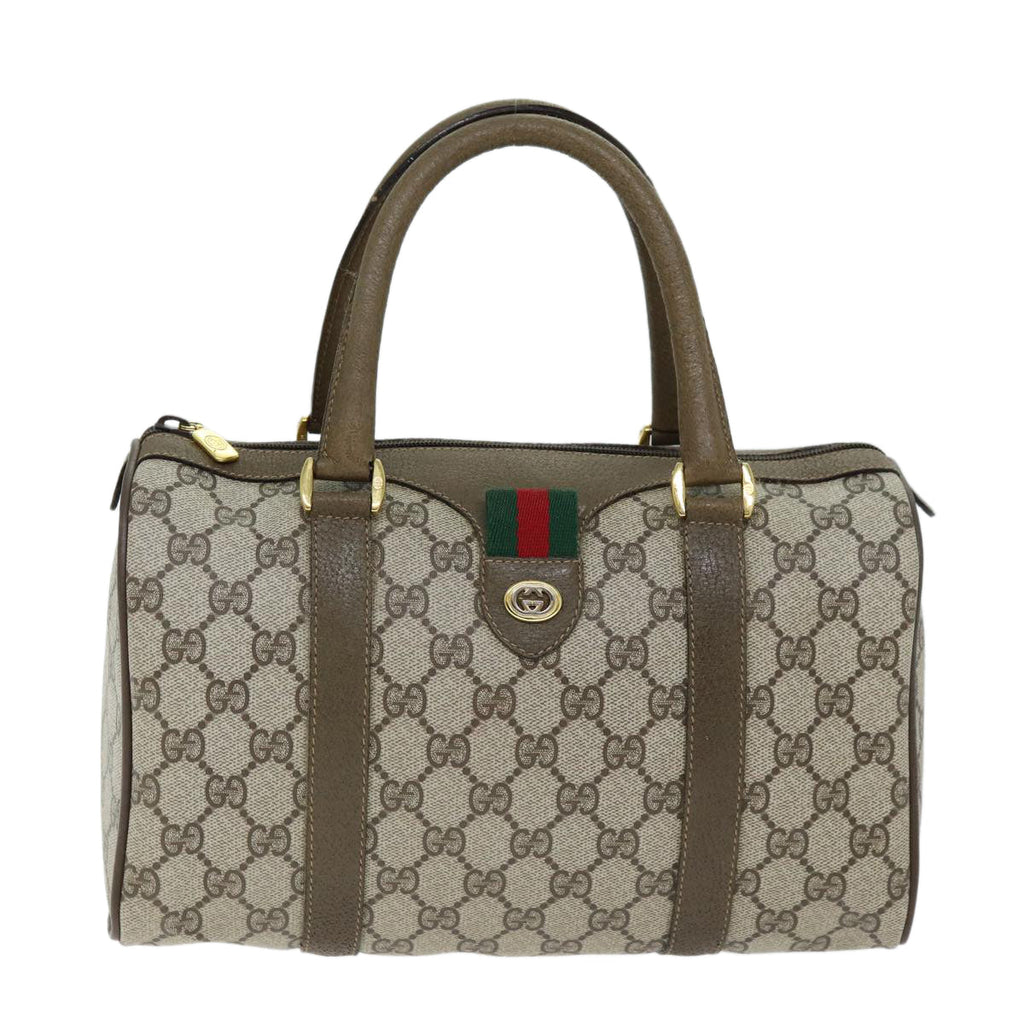 GUCCI GG Supreme Web Sherry Line Boston Bag PVC Beige Red 116 02 006 74990