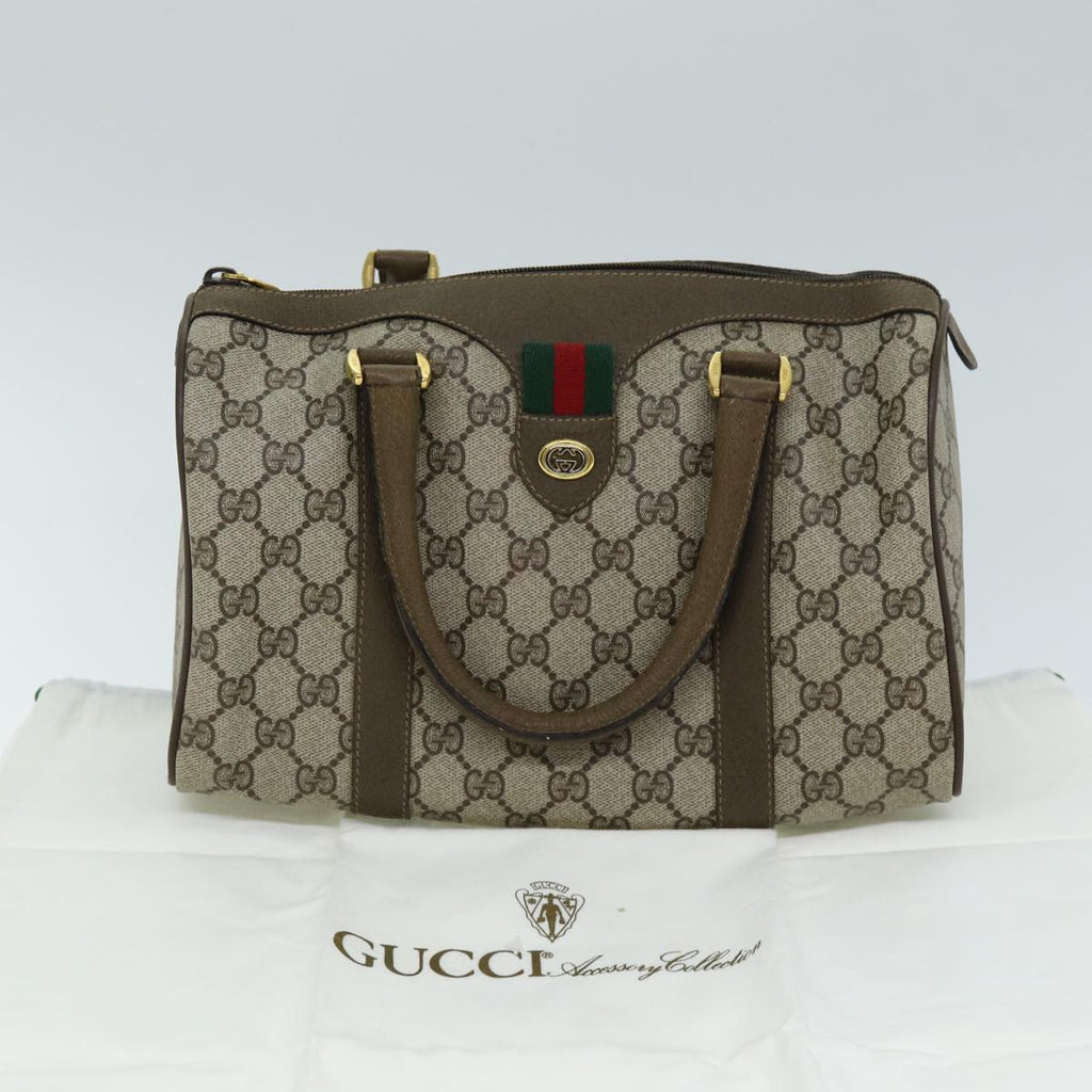 GUCCI GG Supreme Web Sherry Line Boston Bag PVC Beige Red 116 02 006 74990