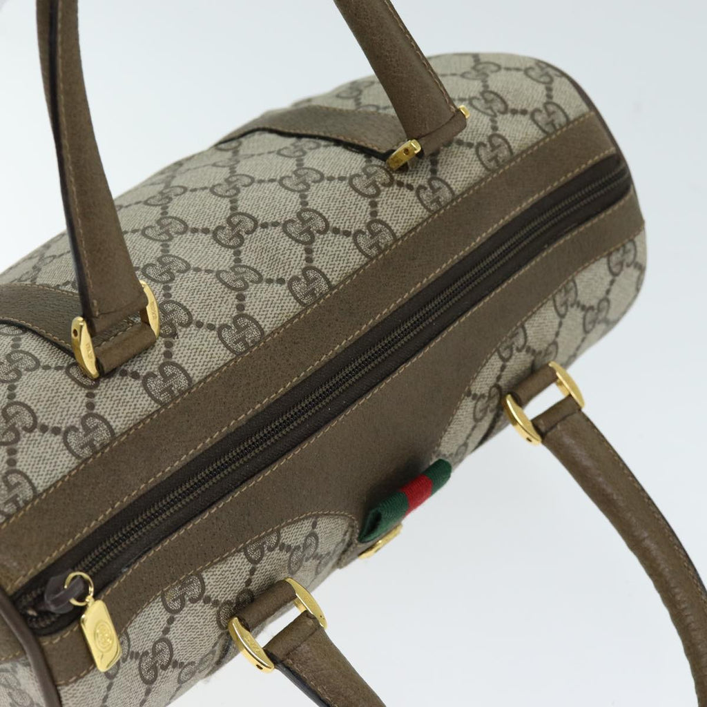 GUCCI GG Supreme Web Sherry Line Boston Bag PVC Beige Red 116 02 006 74990
