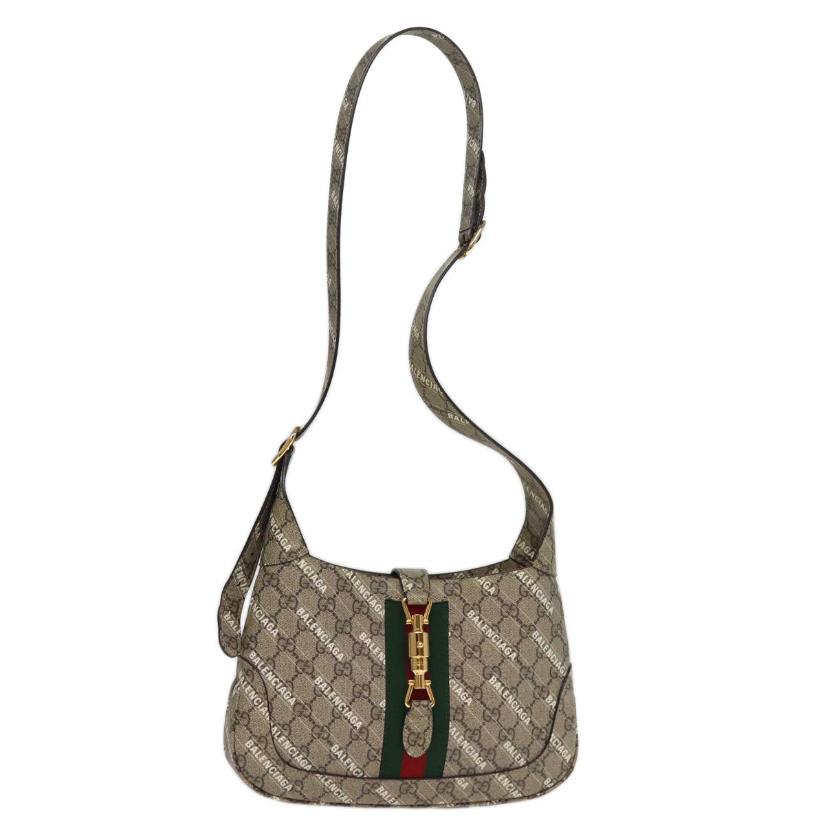GUCCI GG Supreme Web Sherry Line Jackie Bag BALENCIAGA Beige 636706 74999SA