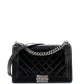 CHANEL Boy Flap Bag Chevron Patent New Medium