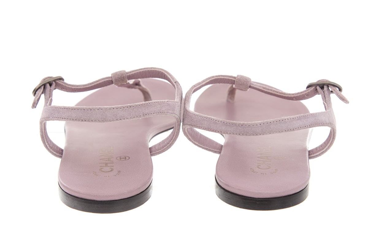 Chanel Purple Studded Suede Sandals SZ 42