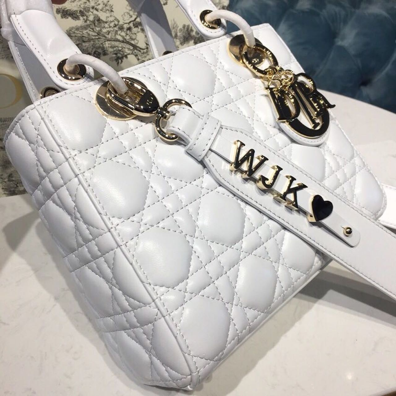 GLAMI Small Lady My ABCBag Latte Cannage White For Women 20cm/8in CD M0538OCAL_M030
