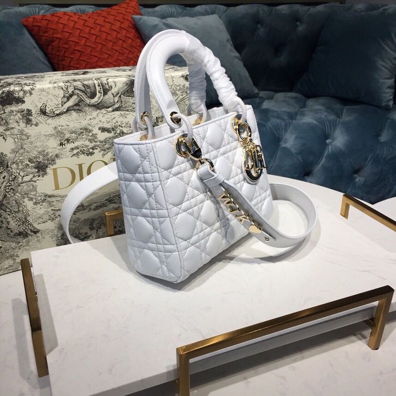 GLAMI Small Lady My ABCBag Latte Cannage White For Women 20cm/8in CD M0538OCAL_M030