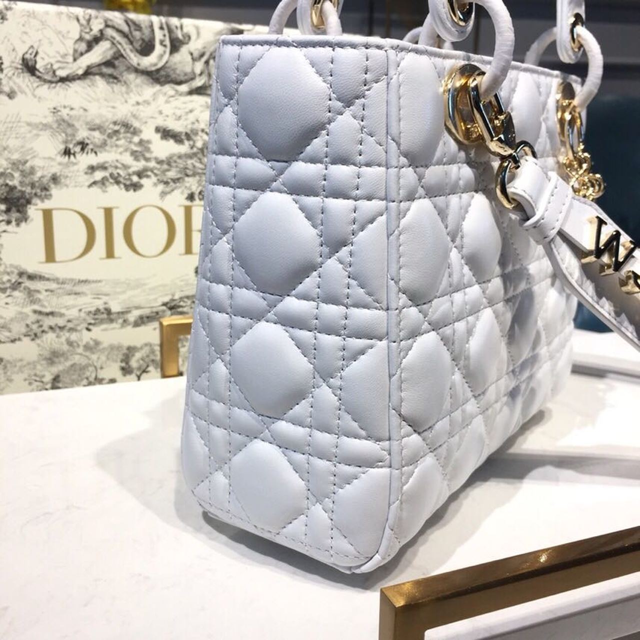 GLAMI Small Lady My ABCBag Latte Cannage White For Women 20cm/8in CD M0538OCAL_M030