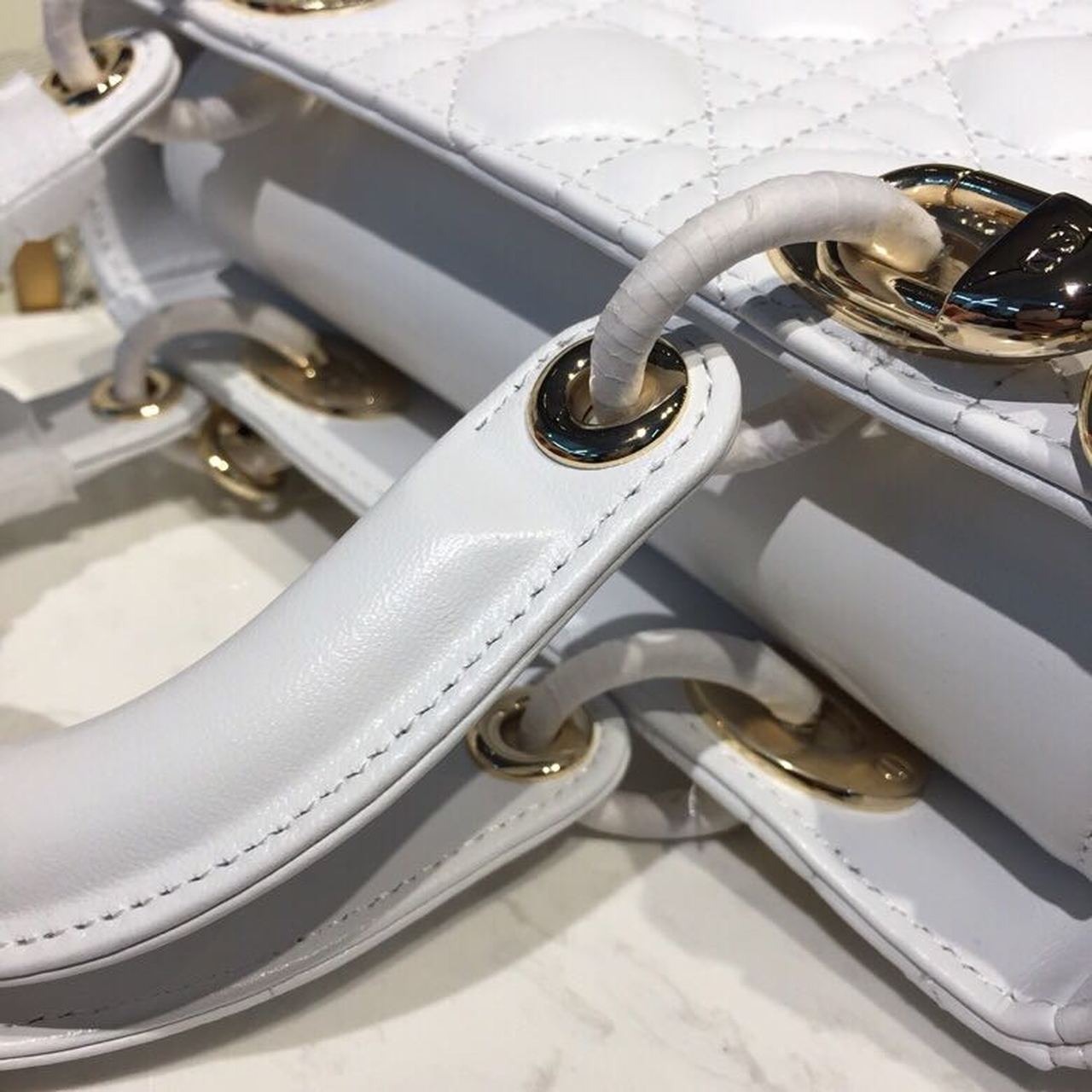 GLAMI Small Lady My ABCBag Latte Cannage White For Women 20cm/8in CD M0538OCAL_M030