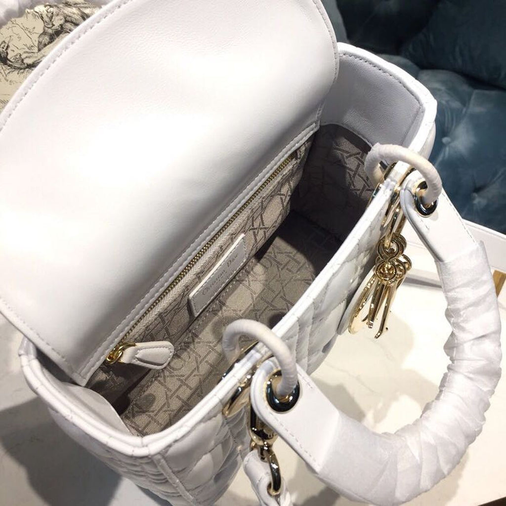 GLAMI Small Lady My ABCBag Latte Cannage White For Women 20cm/8in CD M0538OCAL_M030