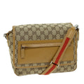 GUCCI GG Canvas Sherry Line Shoulder Bag Red Beige Brown 019 0375 75108