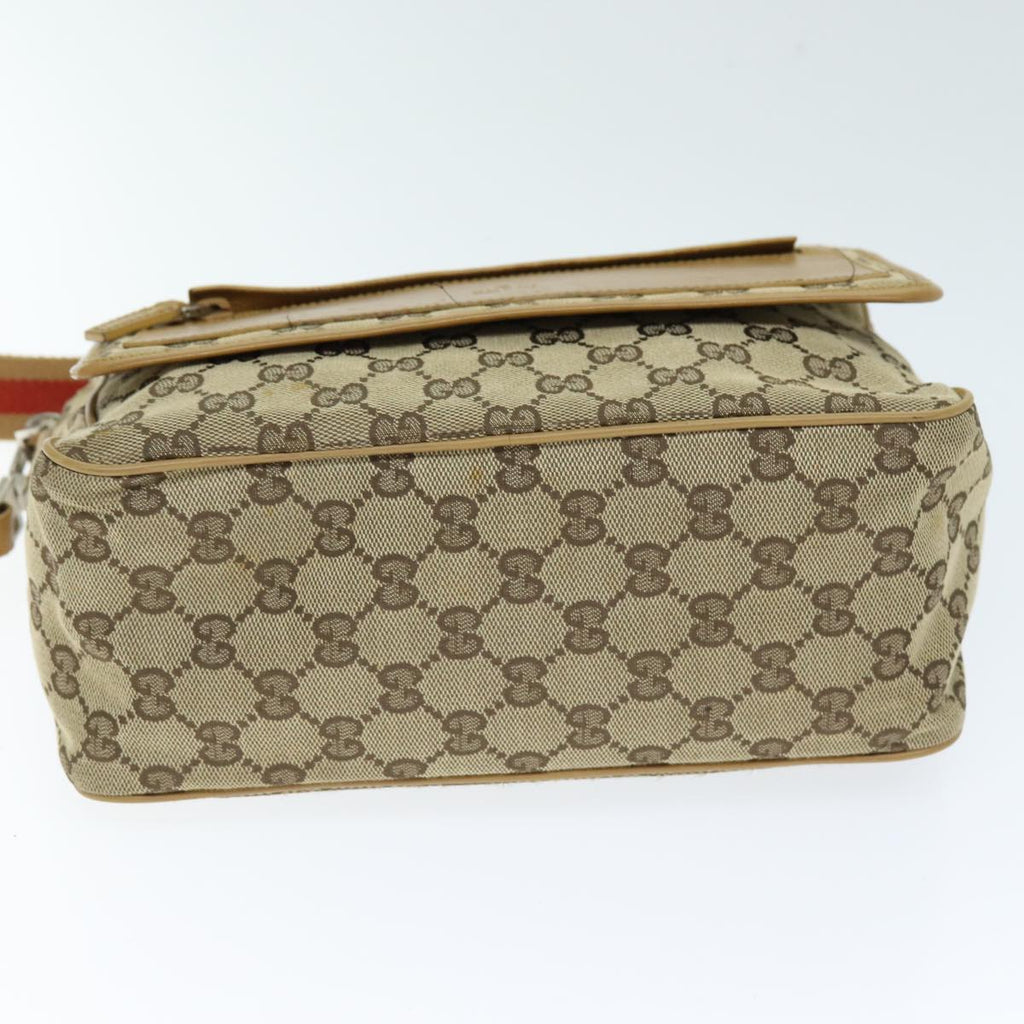 GUCCI GG Canvas Sherry Line Shoulder Bag Red Beige Brown 019 0375 75108
