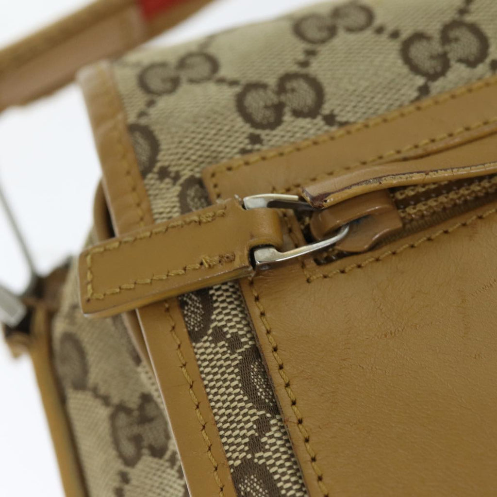 GUCCI GG Canvas Sherry Line Shoulder Bag Red Beige Brown 019 0375 75108