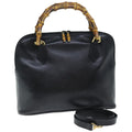 GUCCI Bamboo Hand Bag Leather 2way Black 000 1186 0289 75113