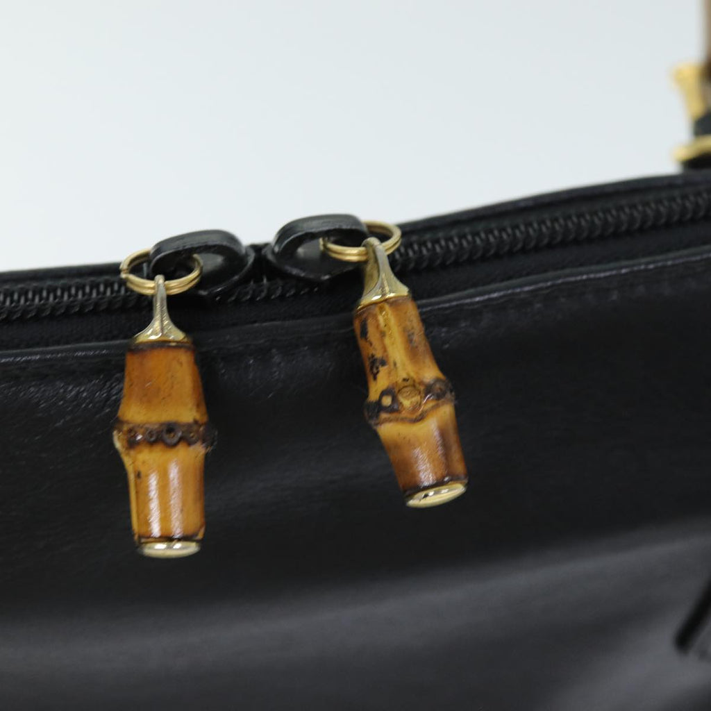 GUCCI Bamboo Hand Bag Leather 2way Black 000 1186 0289 75113