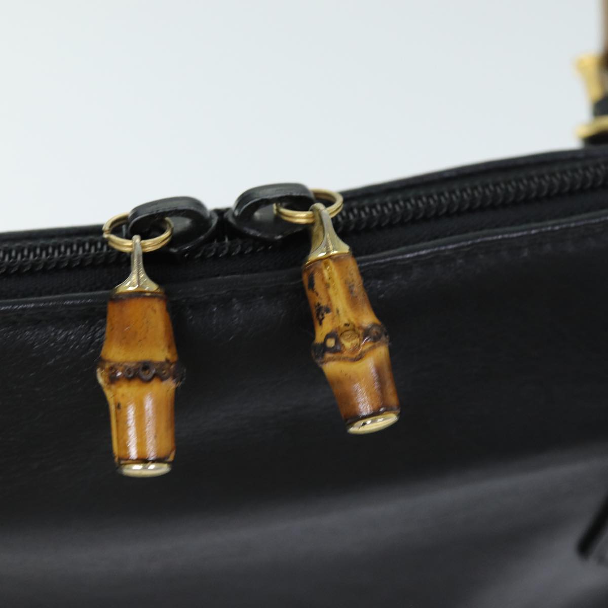 GUCCI Bamboo Hand Bag Leather 2way Black 000 1186 0289 75113
