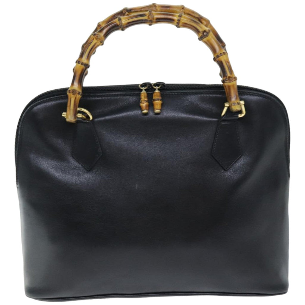 GUCCI Bamboo Hand Bag Leather 2way Black 000 1186 0289 75113